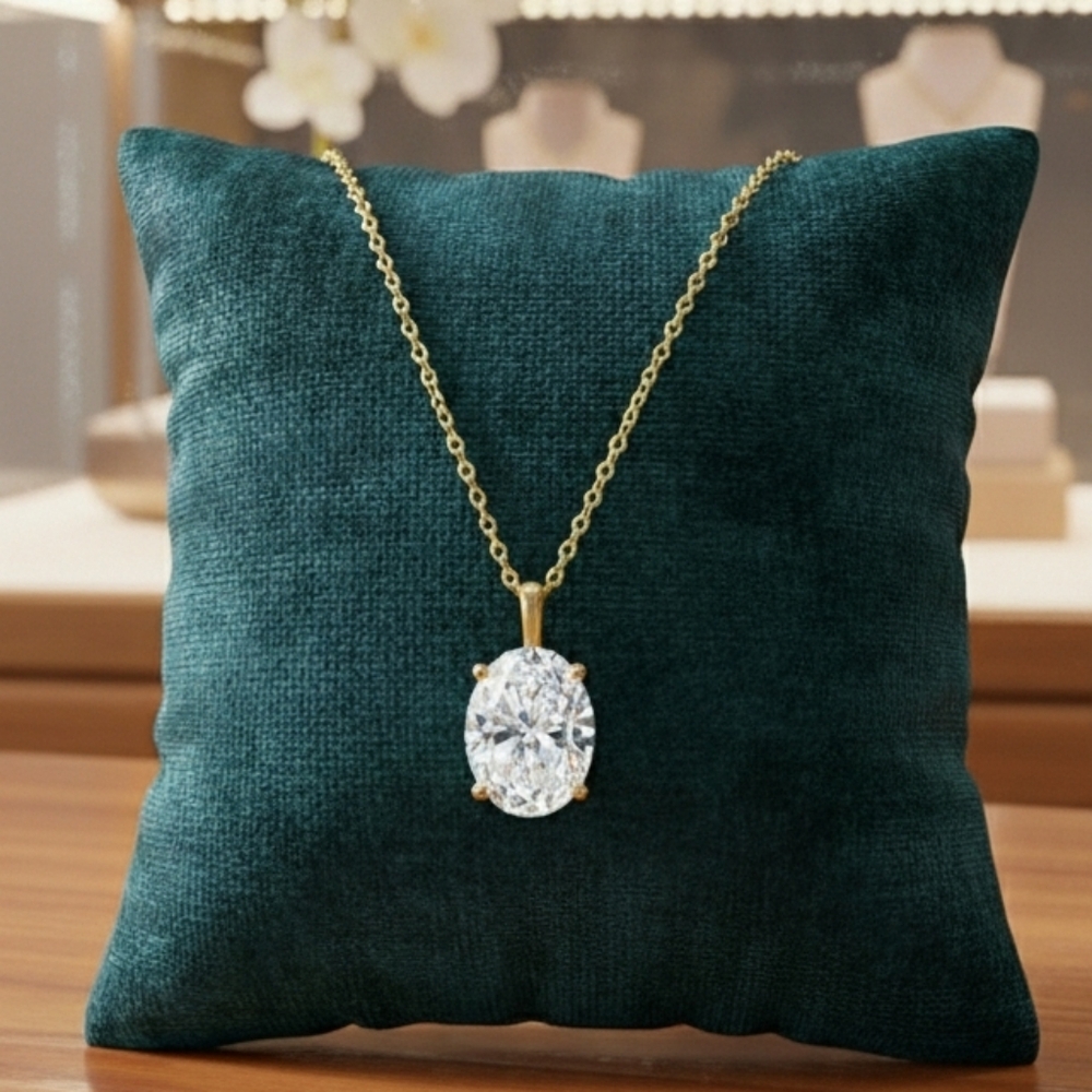 Moissanite Oval Pigeon Egg Pendant Necklace